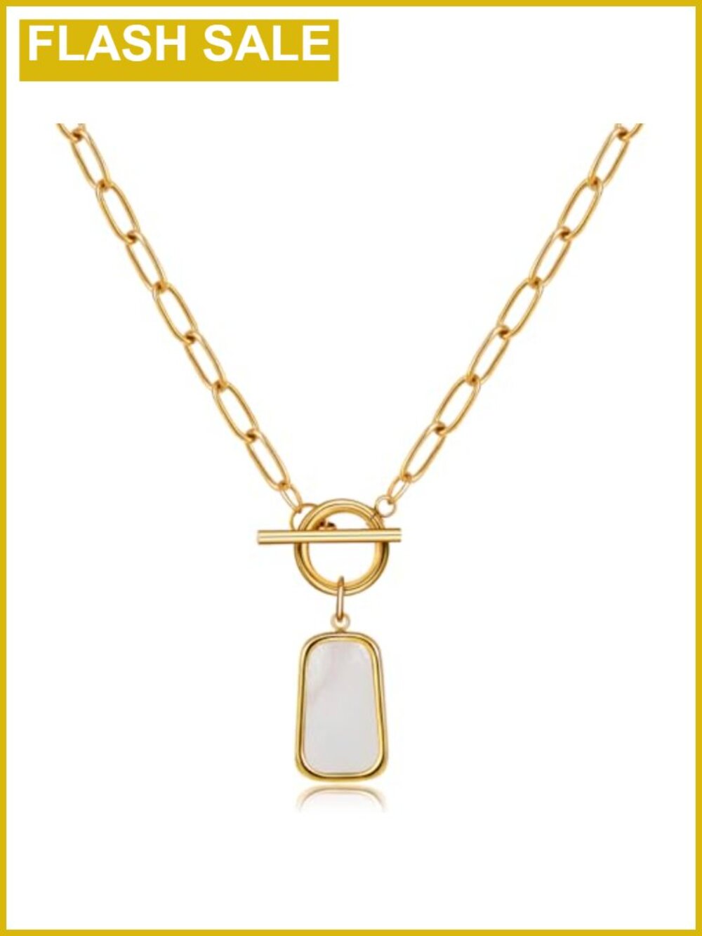 18K Gold Plated Shell Toggle Clasp Pendant Necklace